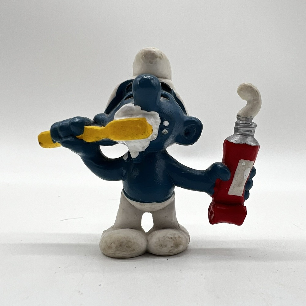 Smurf Brushing Teeth PVC Figure Peyo‎ Schleich Vintage Toy